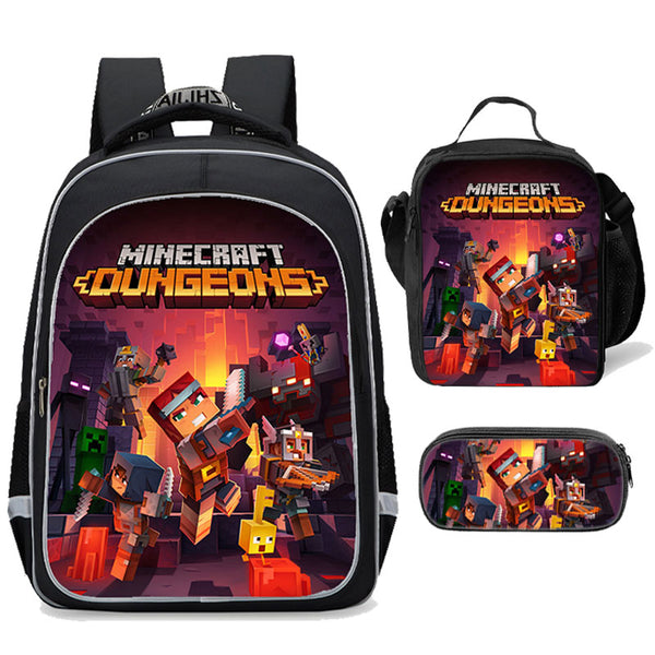 New Minecraft School Backpack Kids Bookbag Lunch Box Pencil Case