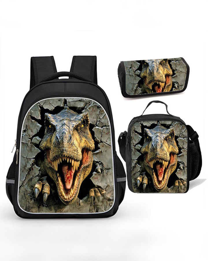 Large dinosaur school backpack set for elementary boys 

