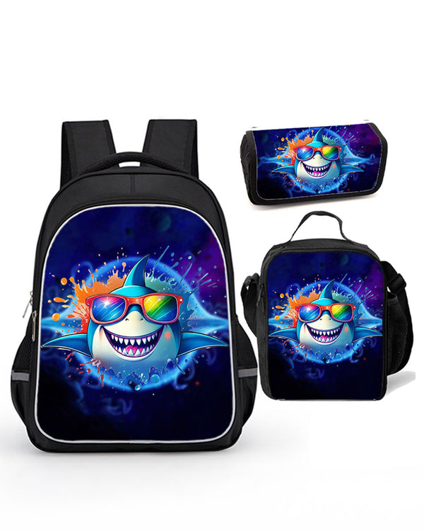 3PCS Shark Backpack Sets for Kids Book Bags