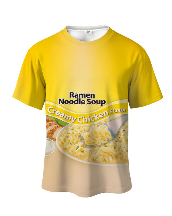 Ramen Print T-shirt Casual Round Neck Short Sleeve Top