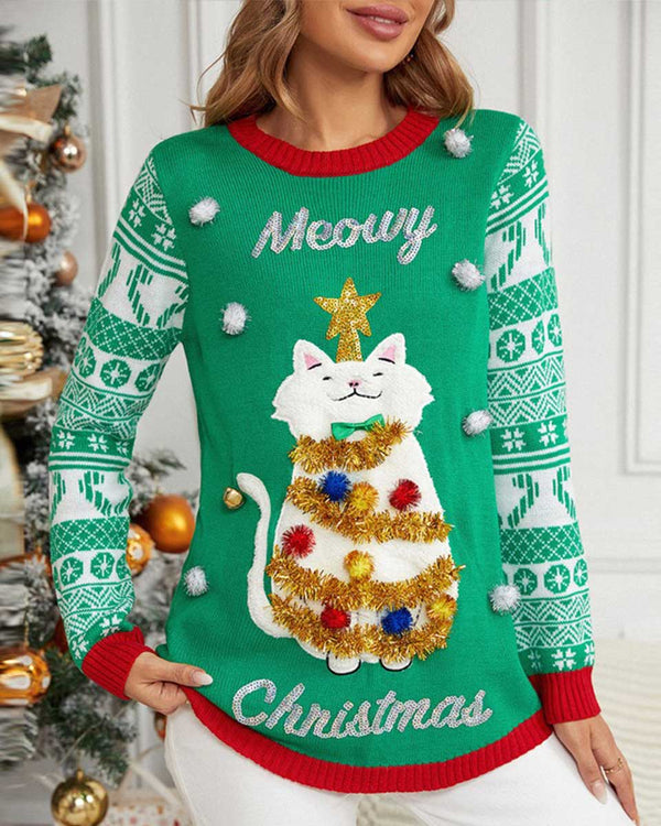 Christmas Pattern Drop Shoulder Sweater