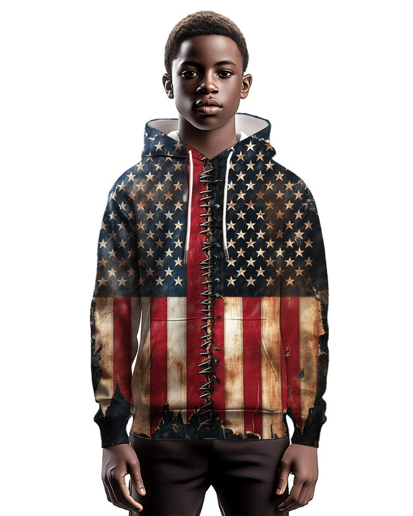 kids vintage american flag hoodie