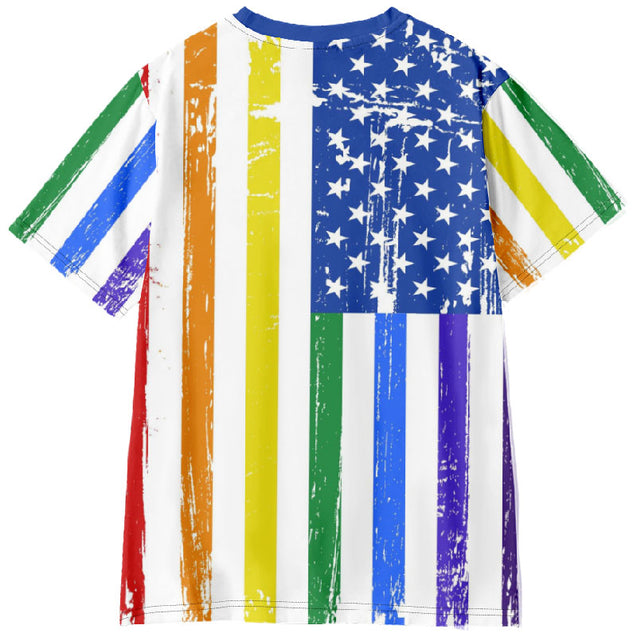 Casual Rainbow Pride Flag Short Sleeve Tee Gay T-Shirts