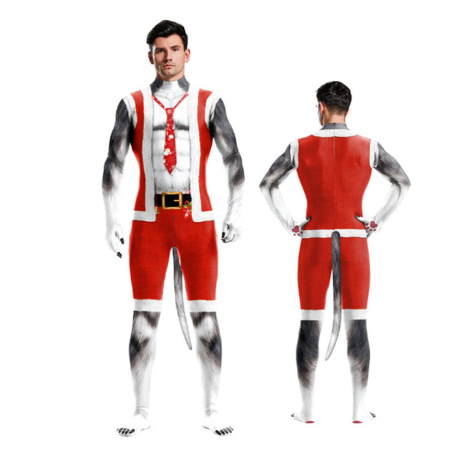 Christmas Husky Cosplay Bodysuit Xmas Jumpsuit Costume Party Full Body