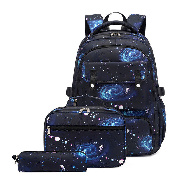 Starry Sky Stars Backpack Set Lunch Tote Bag and Pencil Case for School