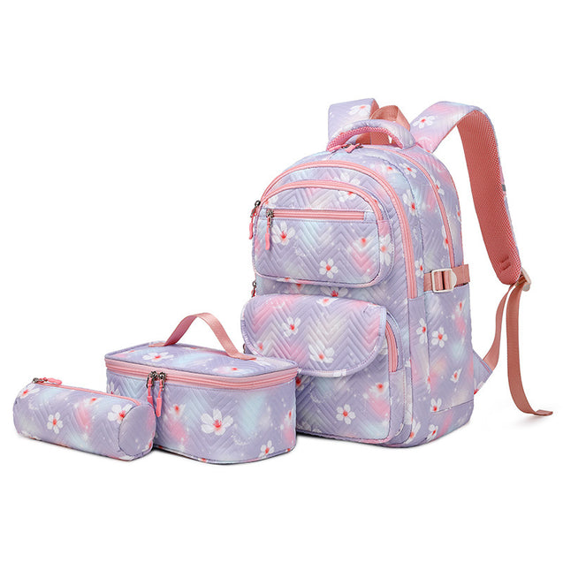 Girls Backpack With Lunch Pack Pencil Case 3 in 1 BookBag Set
