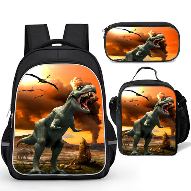 Dinosaur Backpack 16 inch Bookbag with Lunch Box Pencil Case