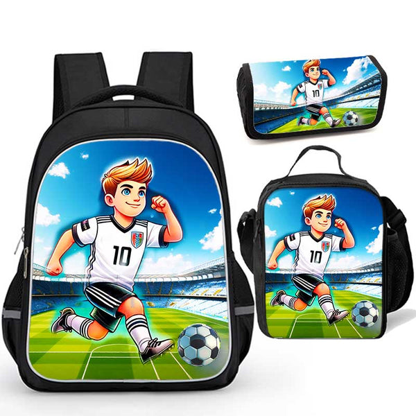 Kids Soccer-Themed Backpack 3 in 1 Bookbag Sets