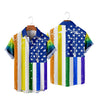 Men's Pride Gay Flag Rainbow Print Button Through Shirt