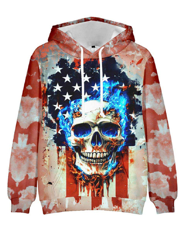 Retro American Flag Skull Hoodie