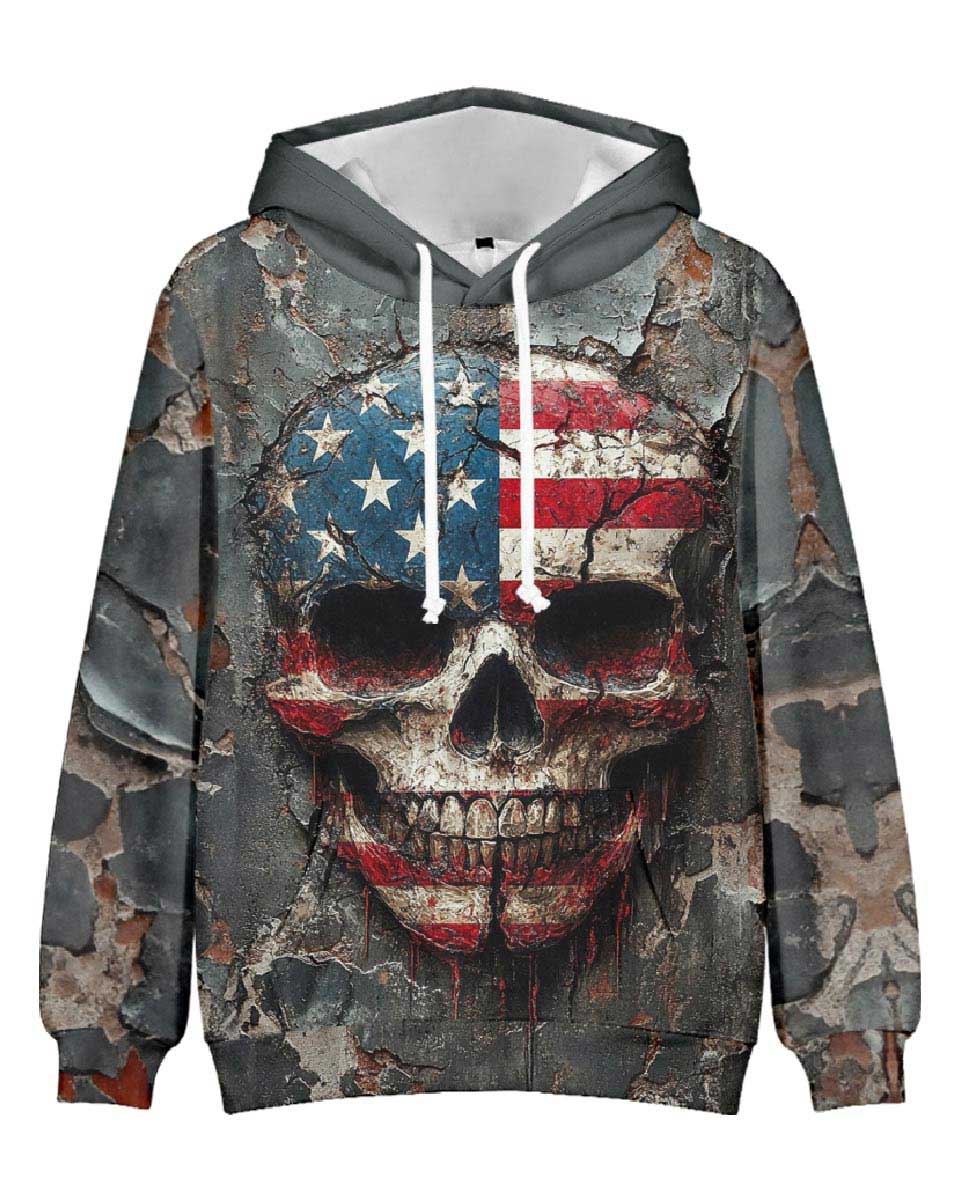 USA flag skull Hoodie