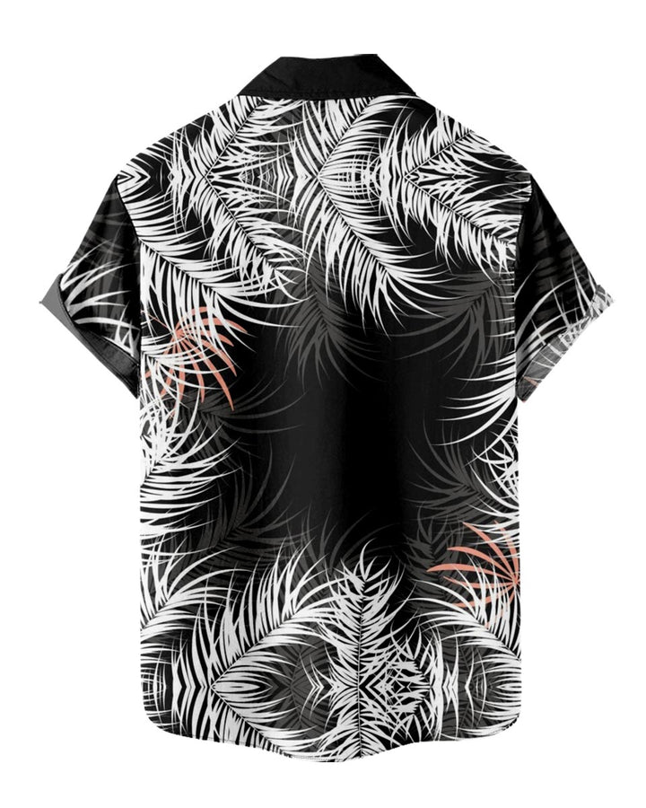 Classic Black and White Aloha Shirt Top