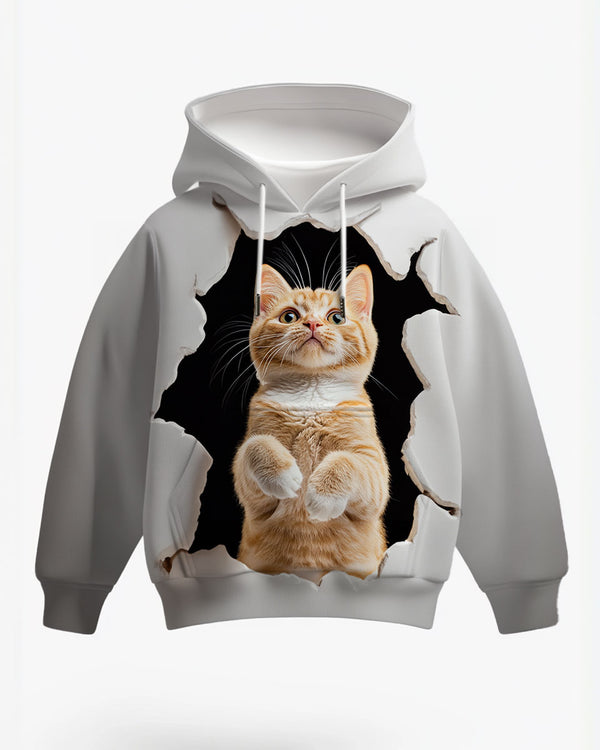 Cool Hoodies Funny Cat Print Hoodie 7-18 Y