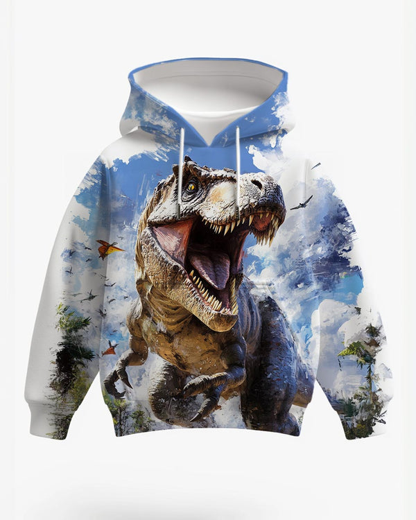 Long Sleeve Dinosaur Hooded Sweatshirt Pullover 7-18Y