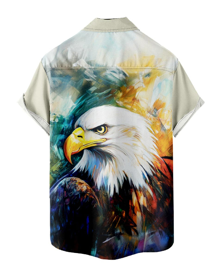 Men’s Hawaiian shirt with patriotic bald eagle graphic – summer button down back

