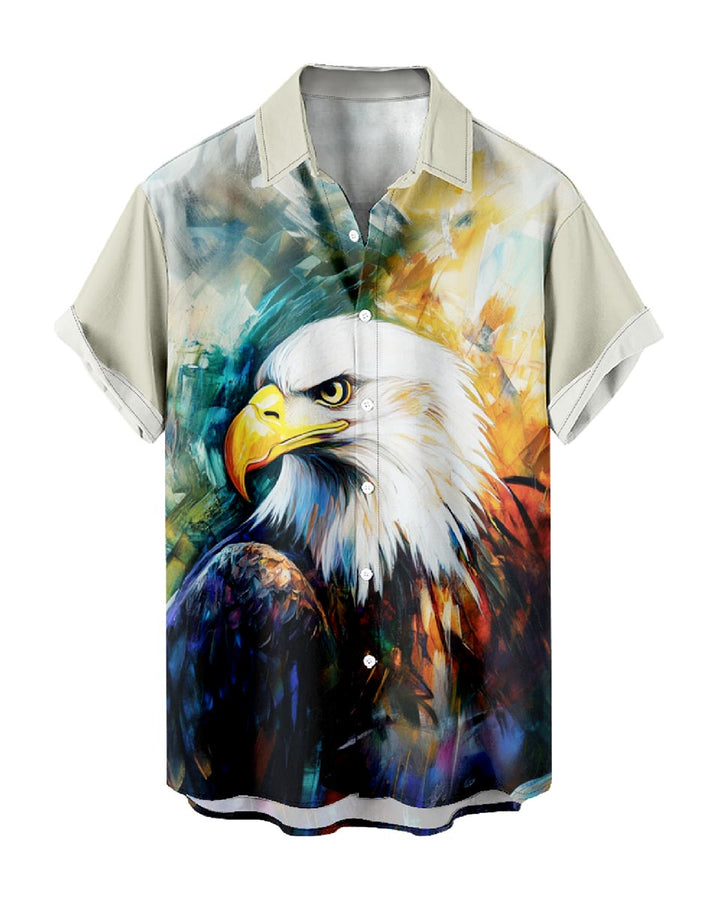 Men’s Hawaiian shirt with patriotic bald eagle graphic – summer button down

