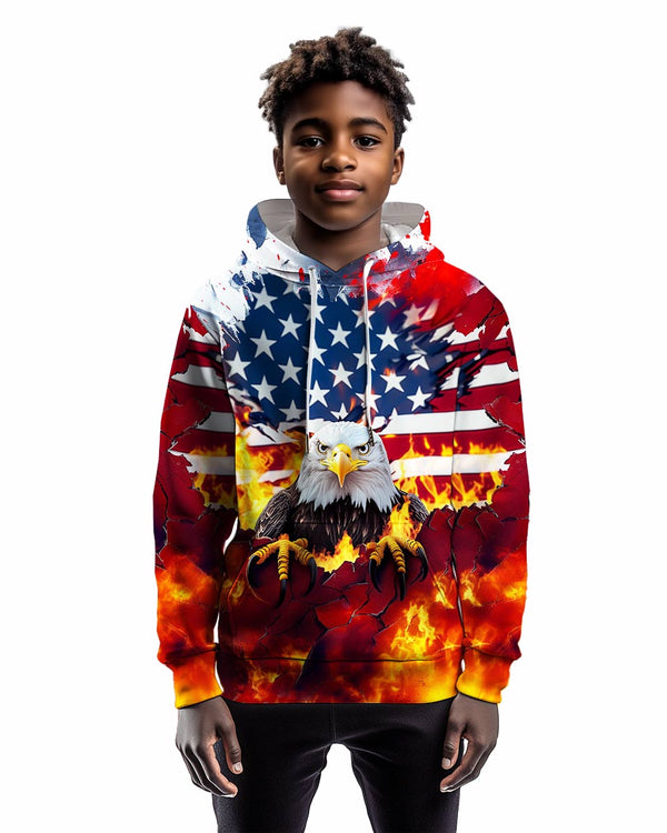 Cool Eagle Print Hoodie for Youth