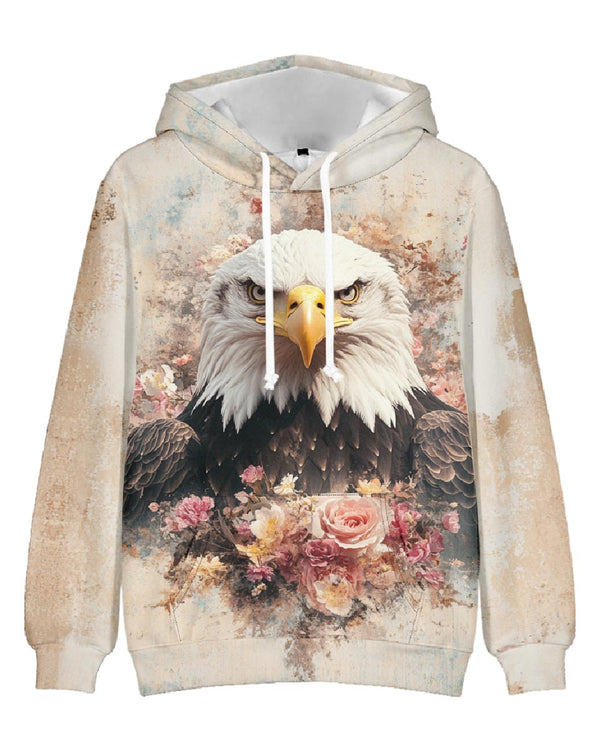 Women's Casual American Bald Eagle Print Hoodie