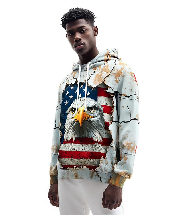 Men's Vintage Eagle American Flag Hoodie