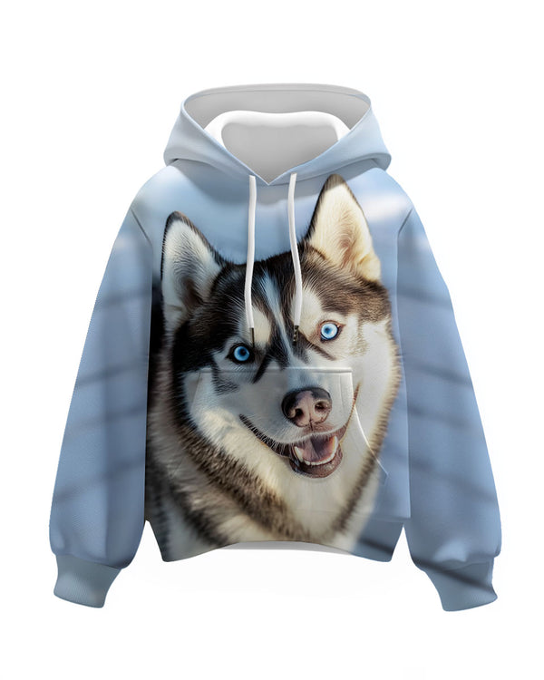 Teens Hoodie Cute Husky Print Hoodie