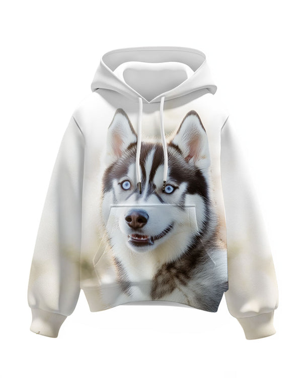 Siberian Husky All Over Print Hoodie 8-18Y