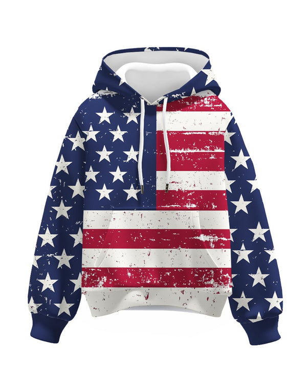 Vintage USA Flag Hoodie for Youth 8-18Y