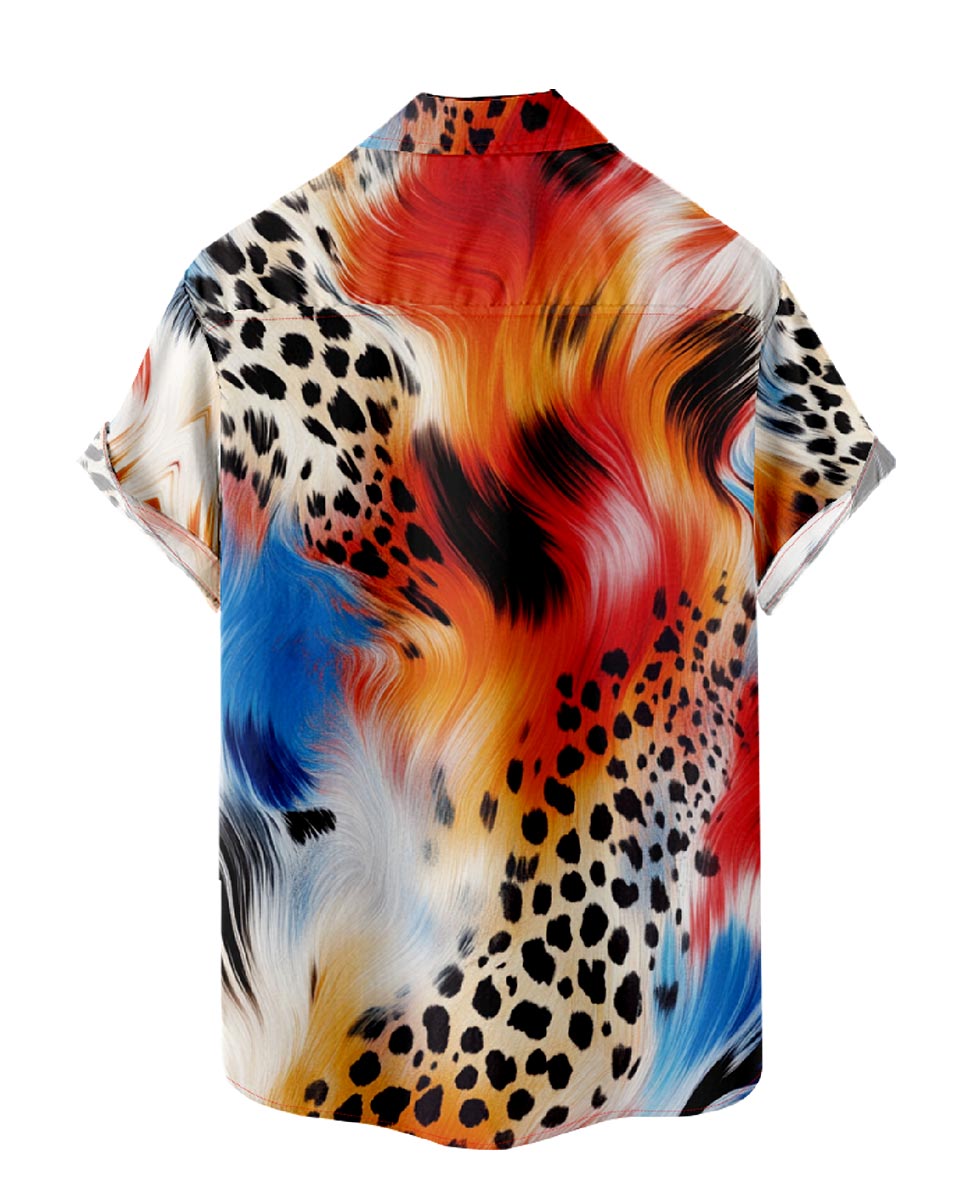 Colorful leopard print button down shirt
