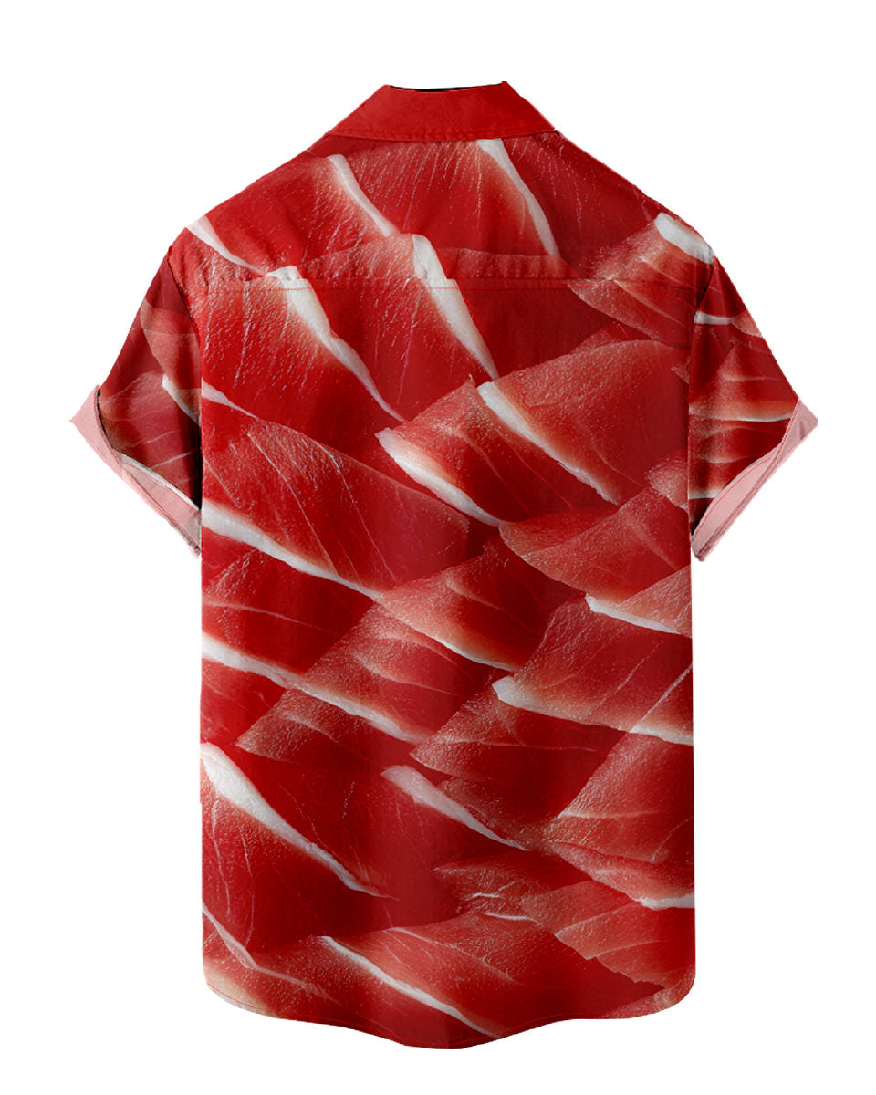 Men's raw meat pattern  button down shirt  back