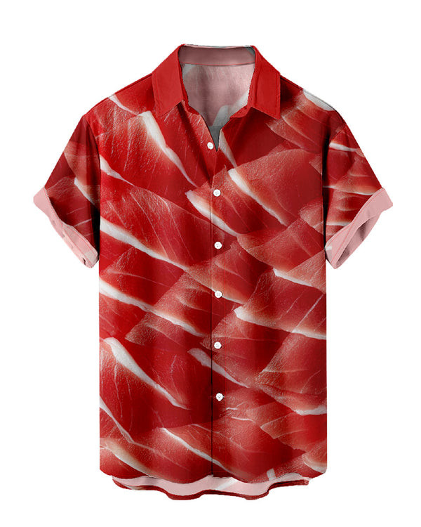 Men's raw meat pattern  button down shirt 
