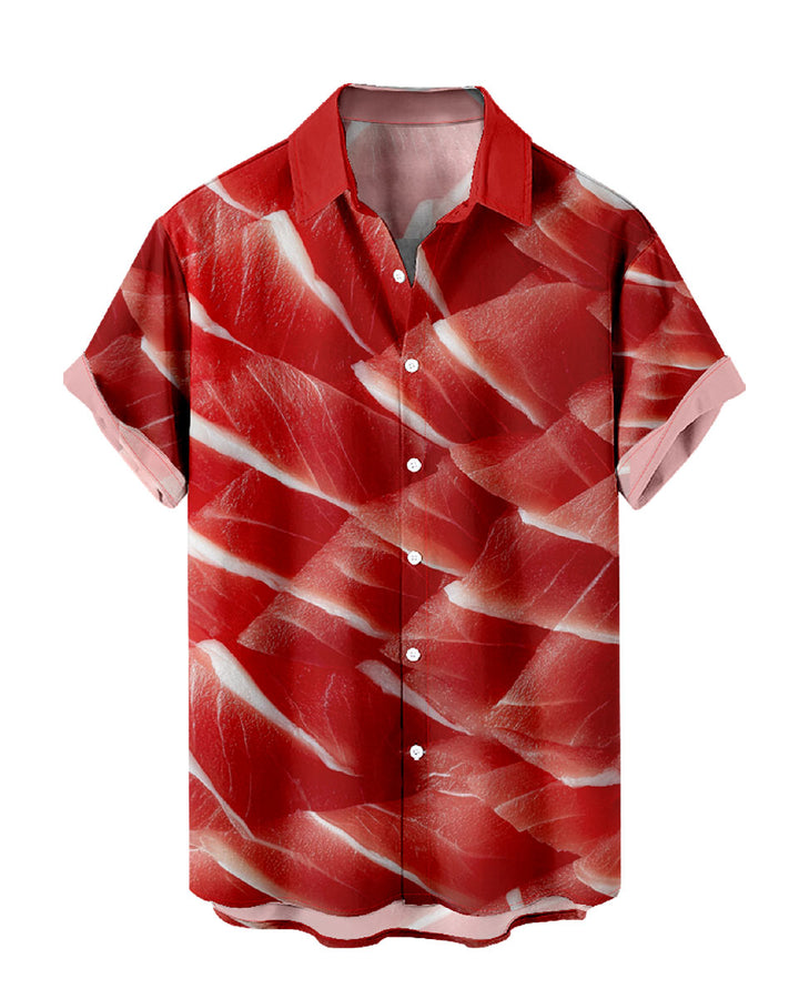 Men's raw meat pattern  button down shirt 