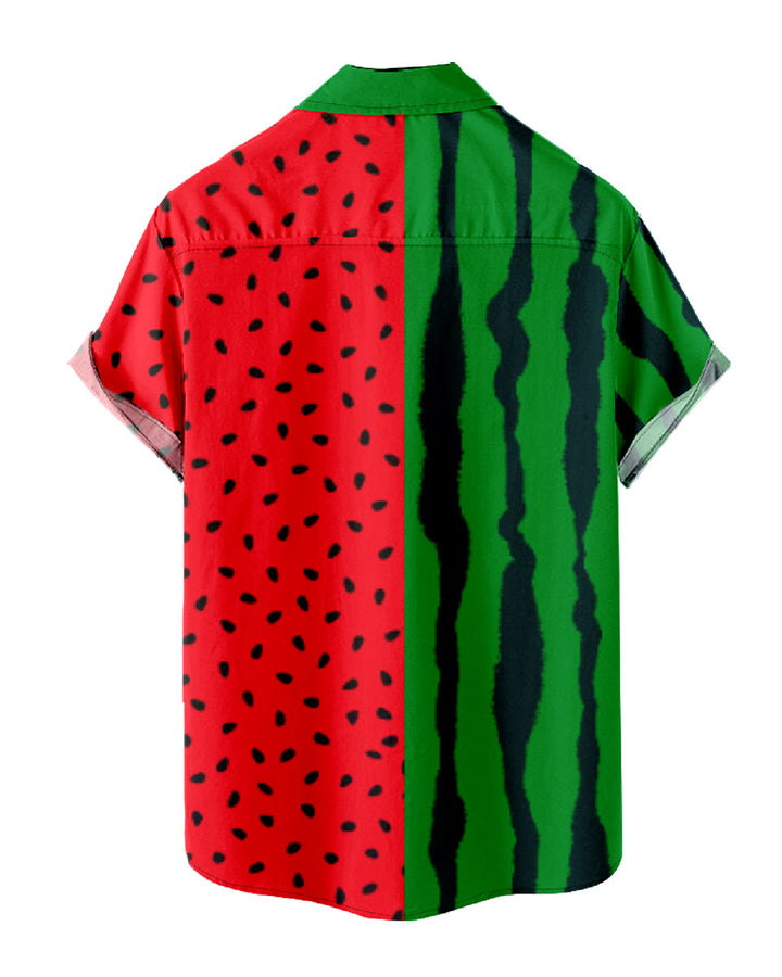 Men's Watermelon Shirt Green & Red Summer Shirts Back