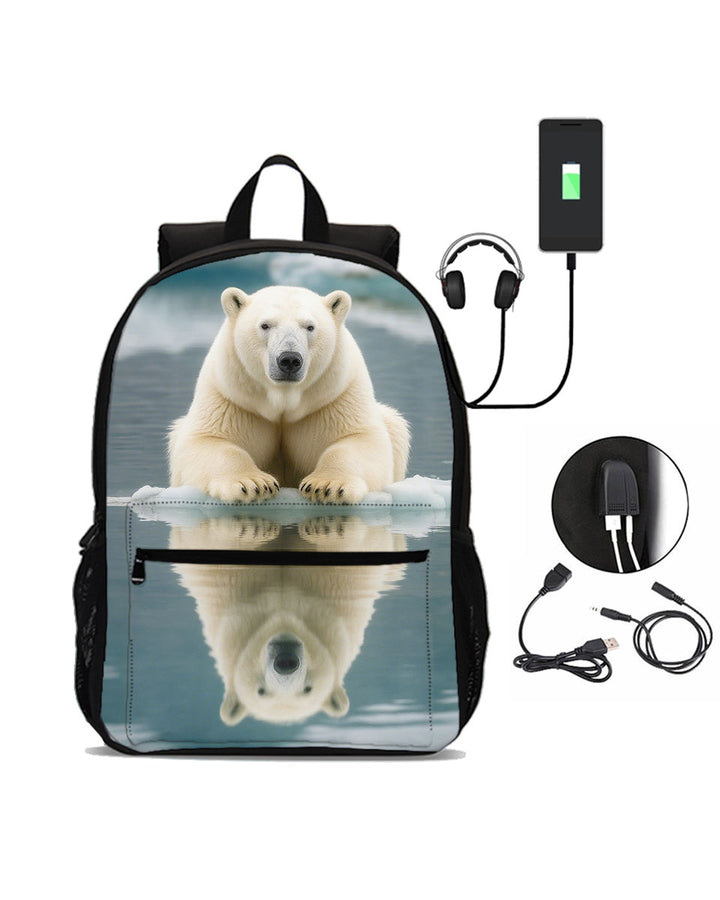 Cool Polar Bear USB school backpacks for teens  
