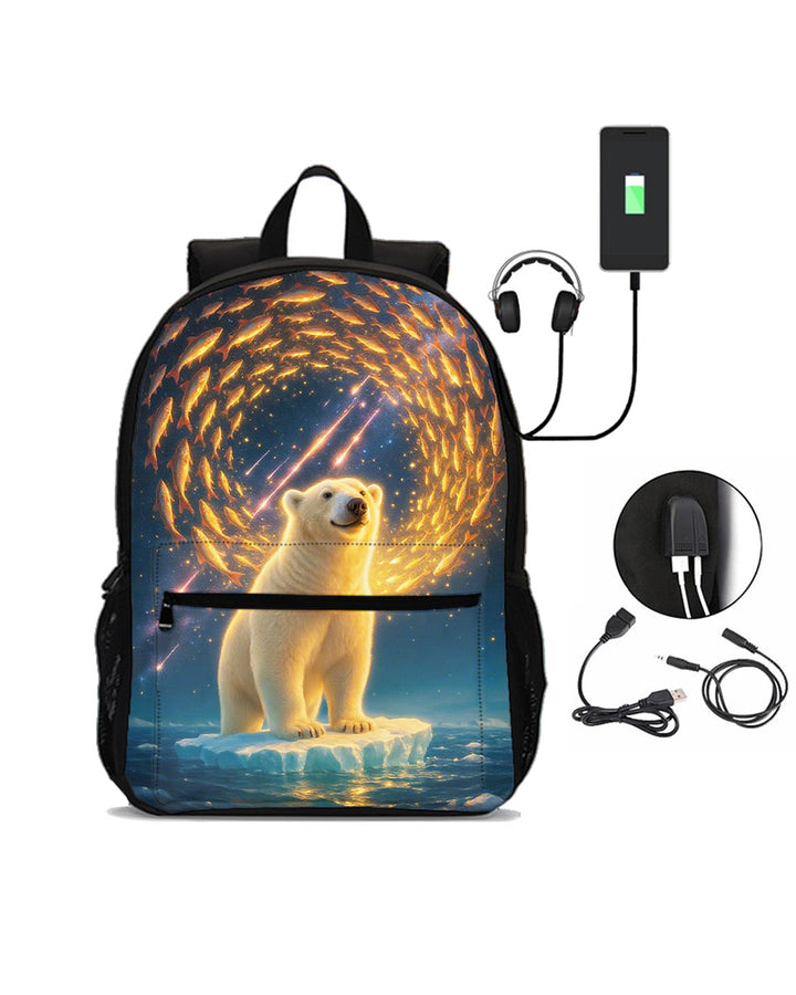 Cool Polar Bear USB school backpack