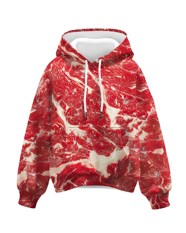 Cool Hoodies Raw Beef Pirnt Hoodie 8-18Y