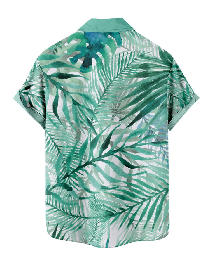 Vibrant Tropical Leaves Button Shirt
