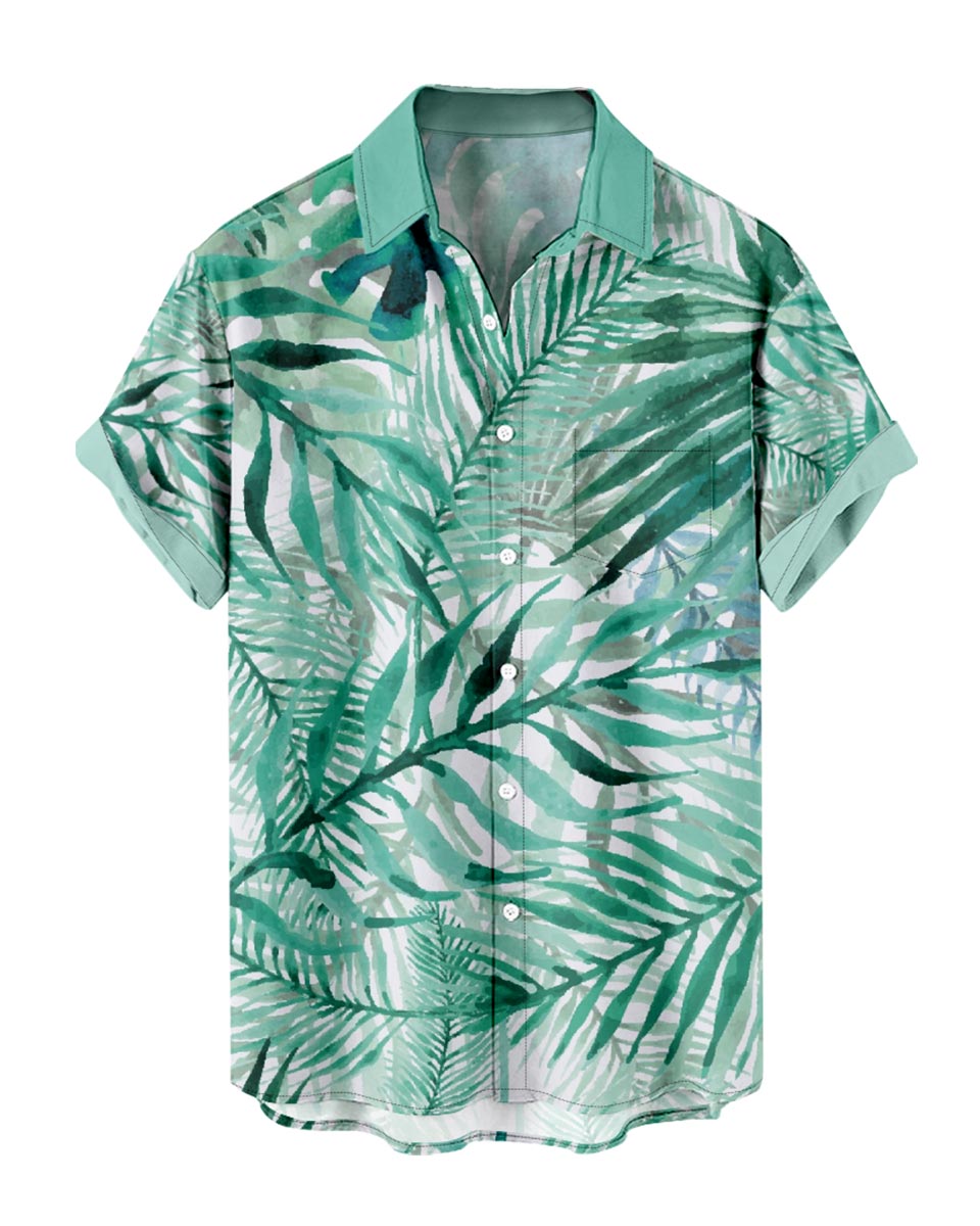 Vibrant Tropical Leaves Button Shirt