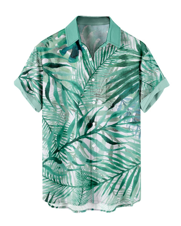 Vibrant Tropical Leaves Button Shirt