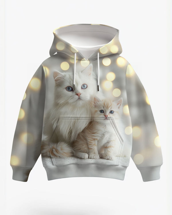 Kids Hoodie White Ragdoll Cat PrInt Hoodie 7-18 Y