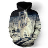 Astronaut Printed Long Sleeve Pullover Hoodie with Pocket