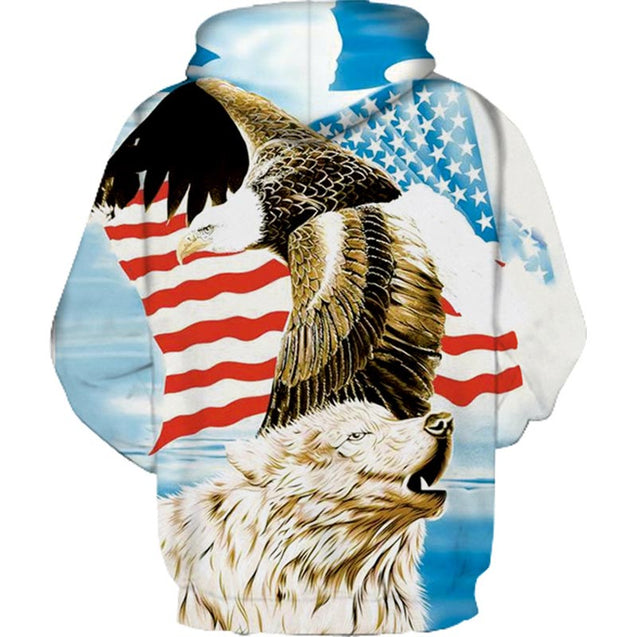 Kids Eagle Star Printed Pullover Hoodie 6-14 Y
