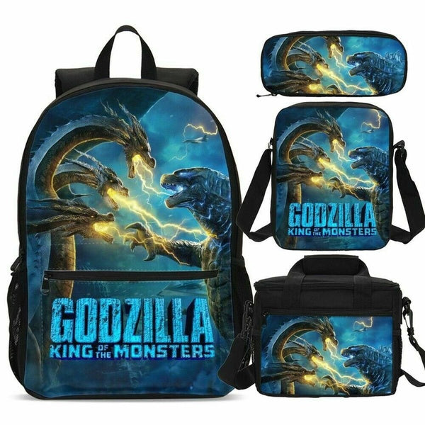 Godzilla Schoolbag Large Book Bag Backpack Insulated Lunch Bag Pen Bag