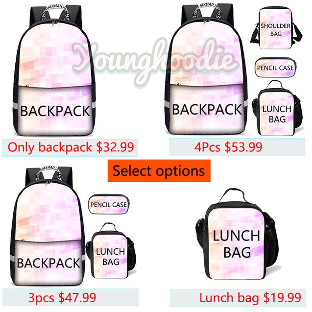 Fashion Teens Boys Backpacks Lunch Bag Shoulder Bag Pencil Case Shoulder Bag
