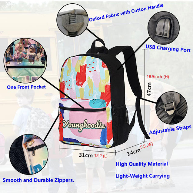 Cartoon Backpack for School Kids Book Bag Lunch Bag Pen Case