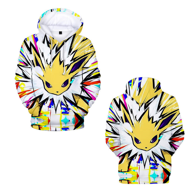 Cool 3D Pokemon Character Printed Long Sleeve Pullover Hoodie Pikachu Hooded Sweatshirt