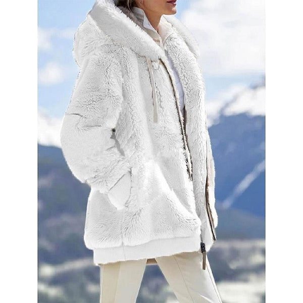 Womens Loose Soft Outdoor Sherpa Lined Thick Coat