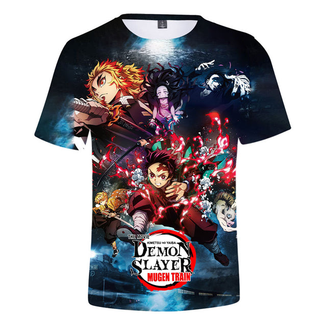 Demon Slayer T-Shirt Rengoku Shinjurou Short Sleeve Tees Anime Tee Shirts