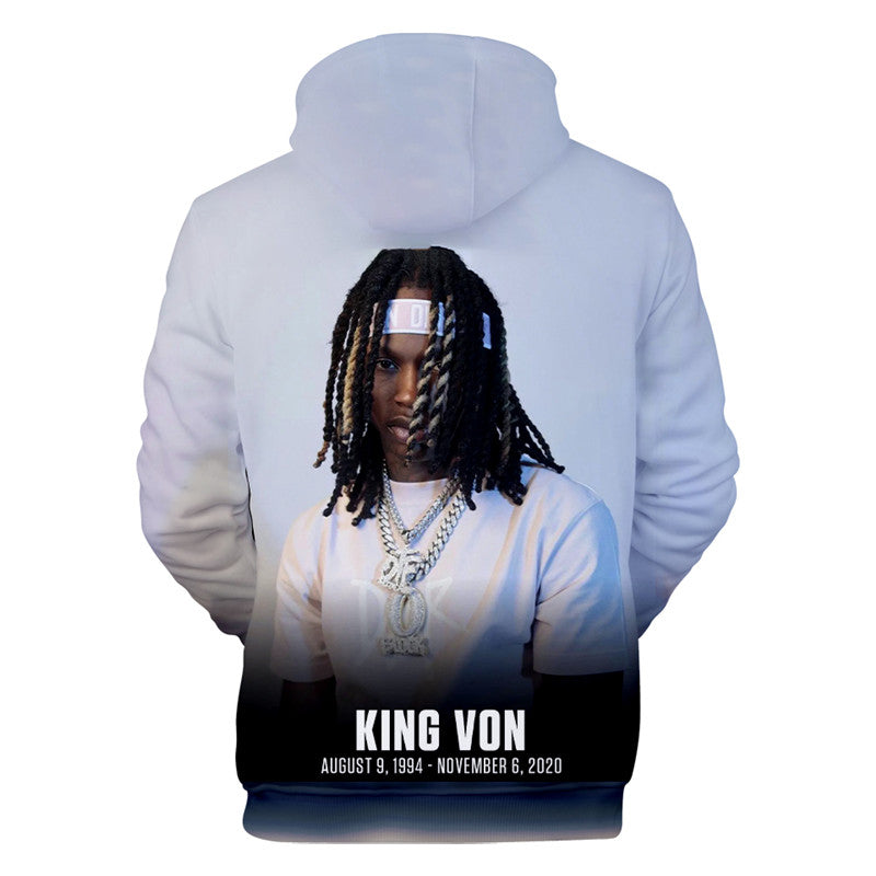 xianrenzhang Rip Rapper King Von Unisex Hoodie Sweatshirt, Double-Sided  Fashion Hooded Big Pocket : : Fashion