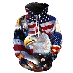 American Flag Eagle Hoodie Pullover Sweatshirts