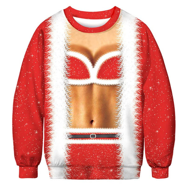 Men Funny 3D Print Christmas Loose Sweatshirt Pullover Sweater