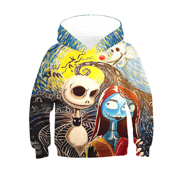 Boys Girls Hoodies Jack and Sally 3D Print Sweatshirt